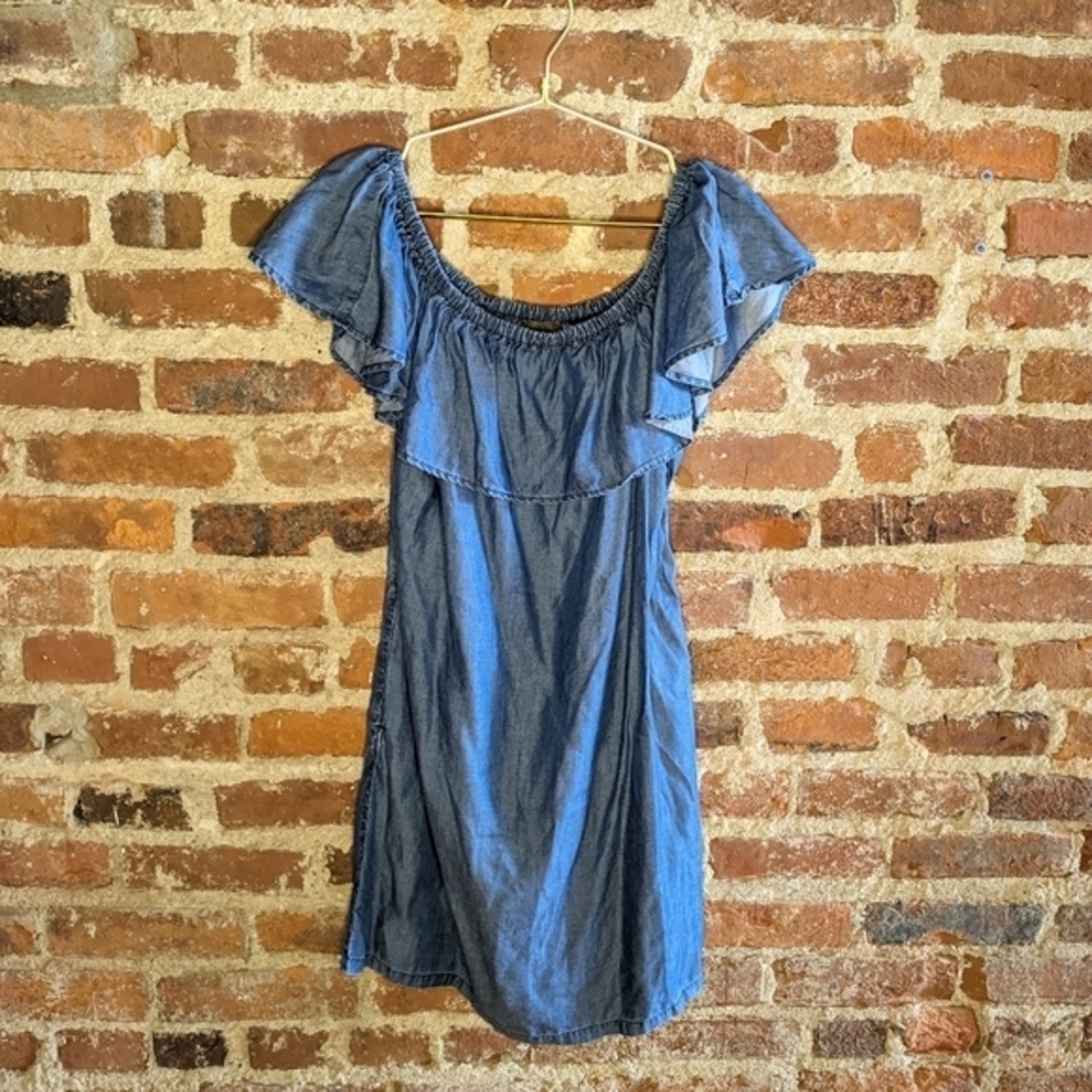Tommy Bahama Small Denim Blue Off the Shoulder Summer Dress‎